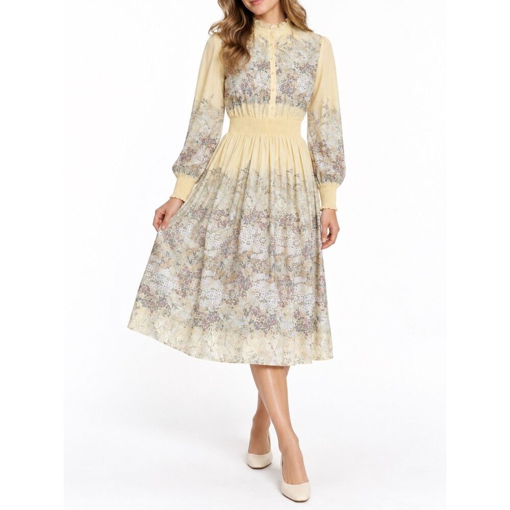 Jerrell of Texas Vintage 1970s Floral Button Down Prairie Dress | Size 7